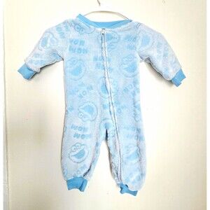 Sesame Street Cookie Monster Blue Fleece Zip Sleeper Footless 12-18 Months